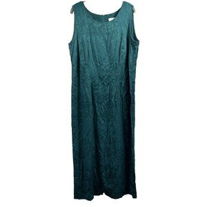Lady Dorby Maxi Dress14W Solid‎ Green Sleeveless Back Zipper Rayon Polyester